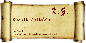 Kozsik Zoltán névjegykártya