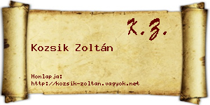 Kozsik Zoltán névjegykártya